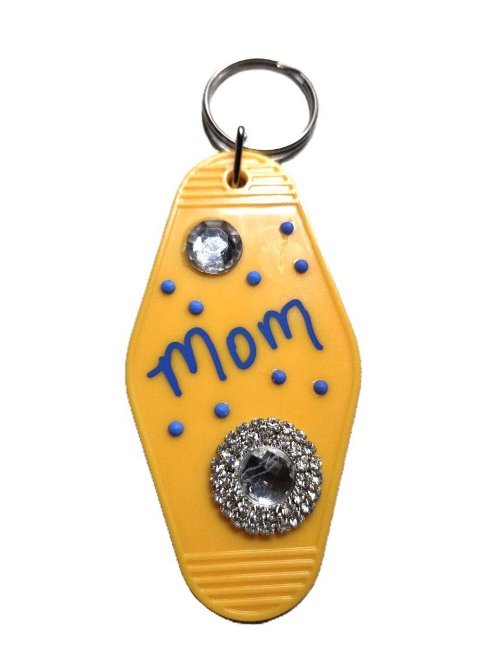 "MOM" Motel Rhinestone Keychain, handcrafted